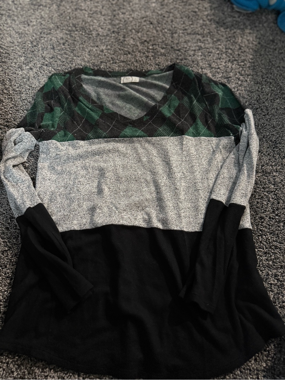 Maurices Green Argyle V-Neck Colorblock Sweater